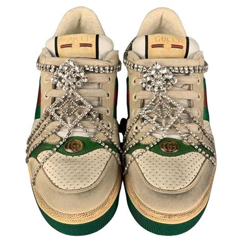 men's crystal studded gucci shoes|gucci screener sneakers with crystals.